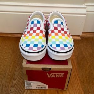 Vans Classic Slip On in Rainbow Checkerboard